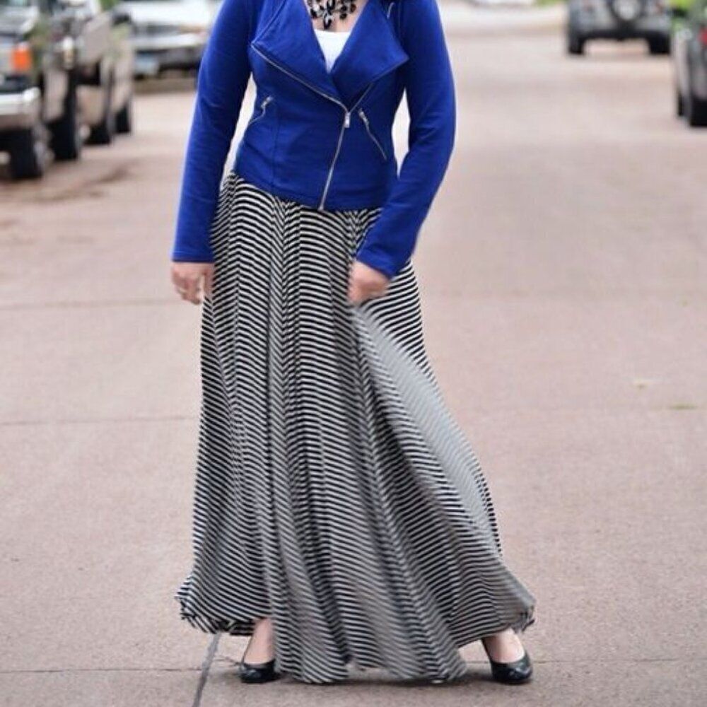 NWT Rachel Pally XS Maxi Skirt Long Flare Stripe Jersey Feminine Modest Flowy